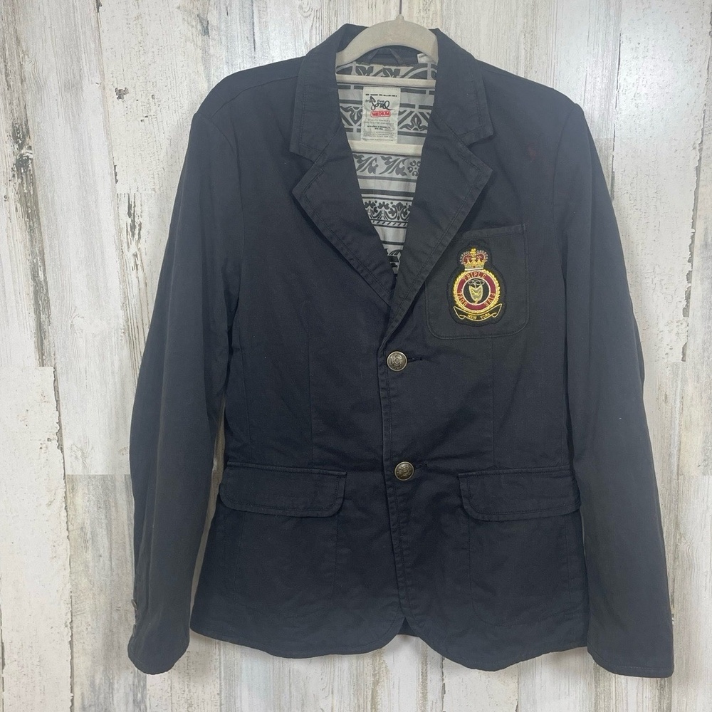Triple Five Soul 555 Embroidered Crest‎ Military Jacket Blazer size M Punk Emo